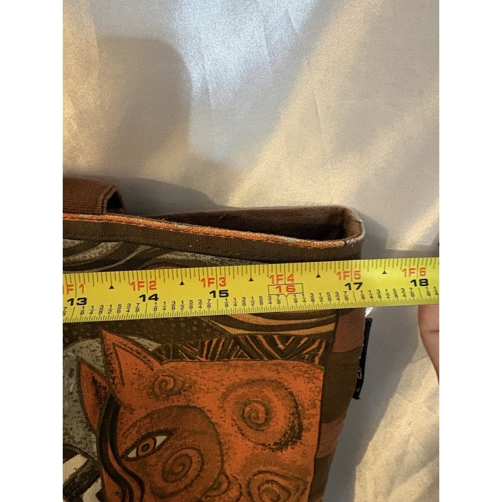 Laurel Burch Indigo Horses Canvas Tote Bag Large Brown Orange Southwestern Art - Picture 8 of 10